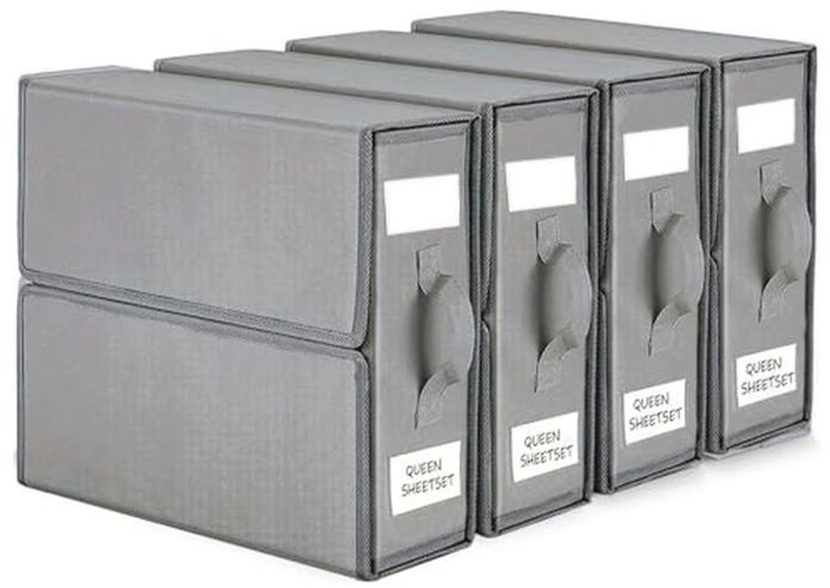 Set van 4 Beddenlakenorganizers - Opvouwbare Beddengoedopslag voor Linnenkast