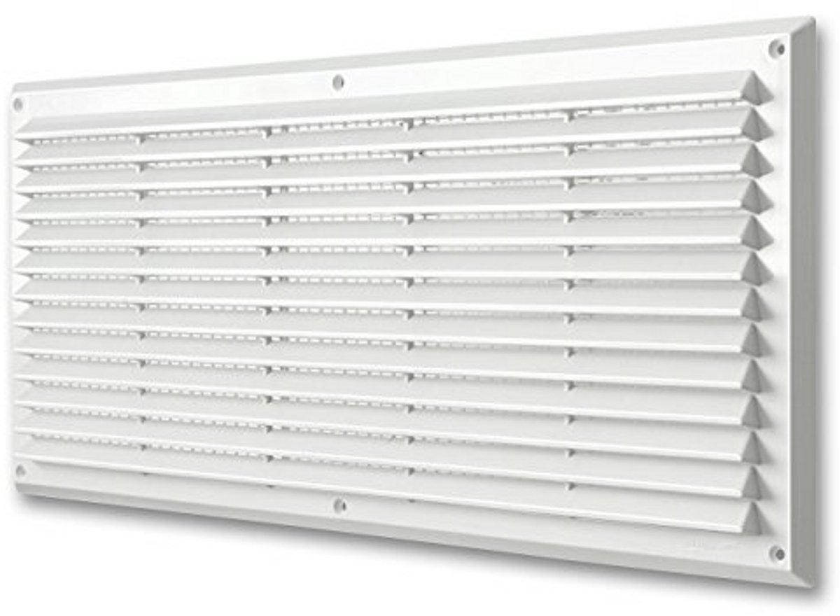 Kunststof Ventilatie Rooster 500 x 227 mm - Wit, Rechthoekig