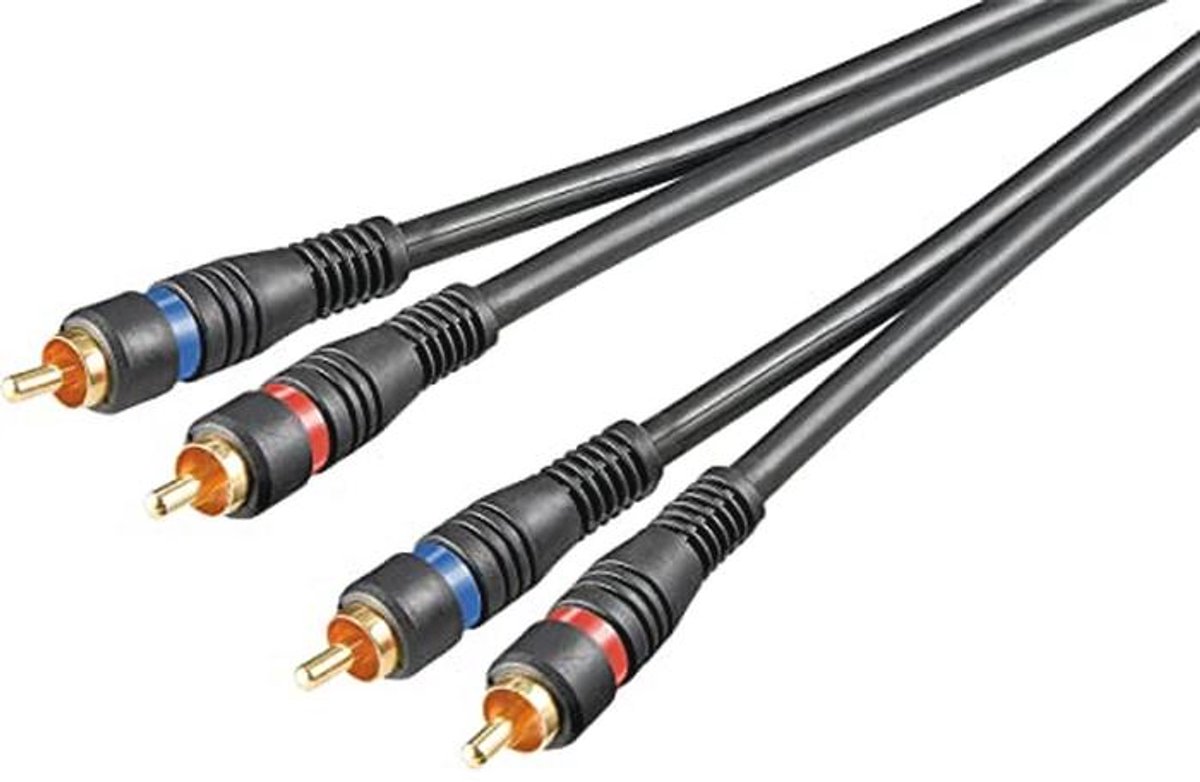 Stereo RCA-Kabel 1,5 m - 2x RCA-Stekker Naar 2x RCA-Kabel Voor Blu-Ray-Versterker HiFi Stereo/Subwoofer - Zwart