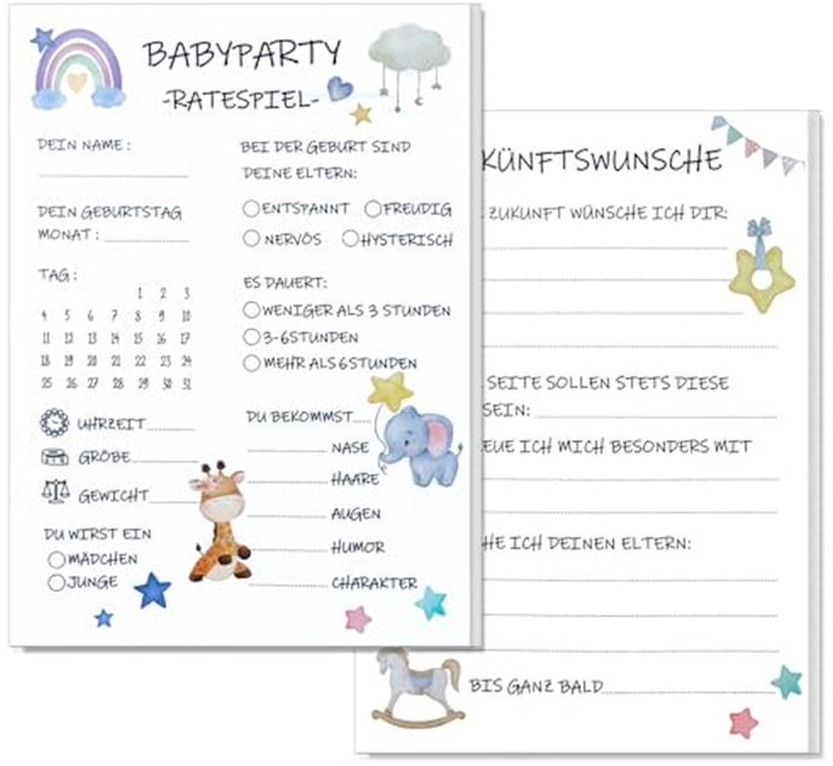 25 Babyshower Raadspel Kaarten - Dubbelzijdige Babyshower Spelletjes voor Gender Reveal
