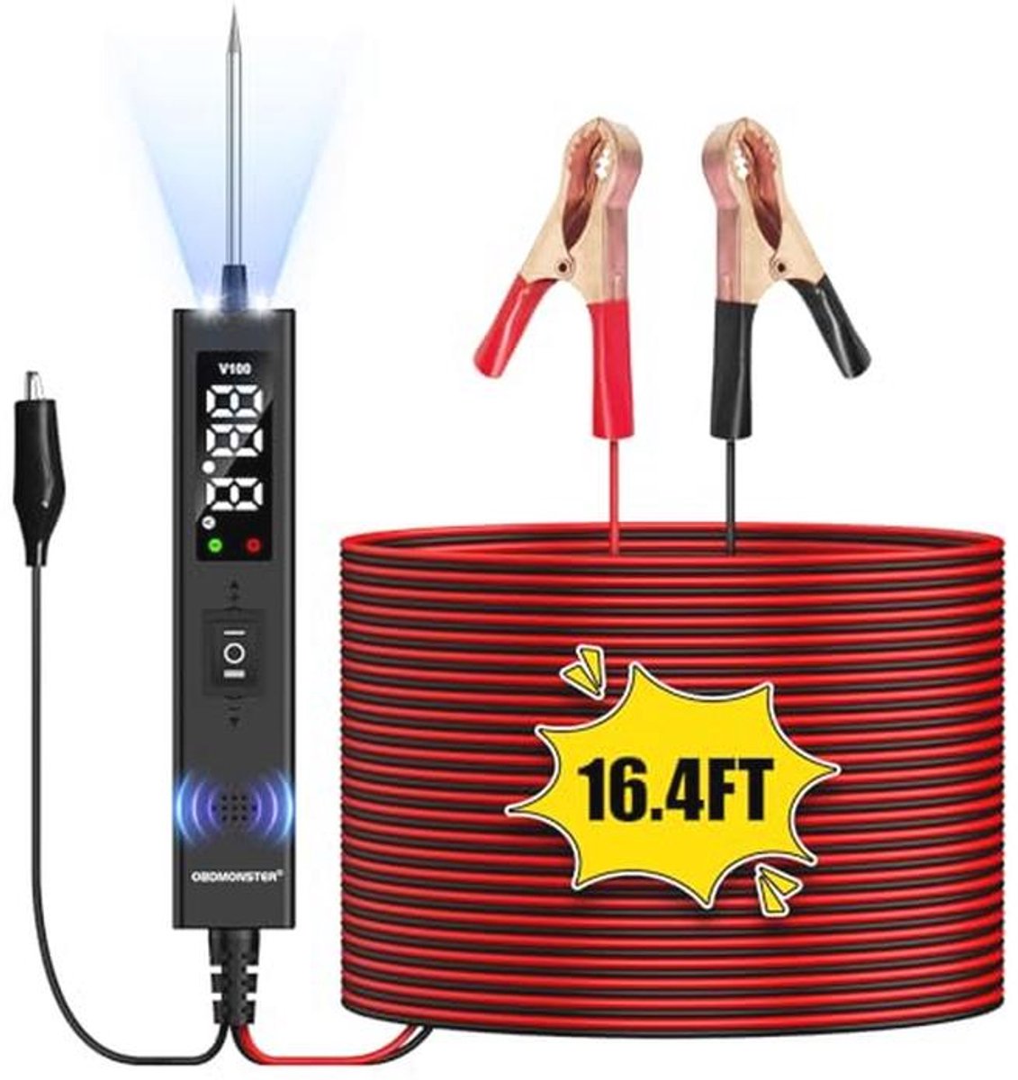 Stroomcircuittester voor Auto - Digitale Spanningsmeter met LED Alarm en Continuïteitstest