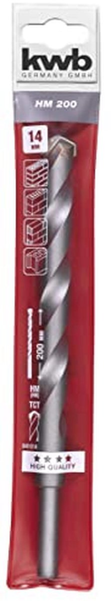 Doorbraakboor Ø 14 mm, 200 mm lengte, met hardmetalen plaat en kogelgestraald oppervlak