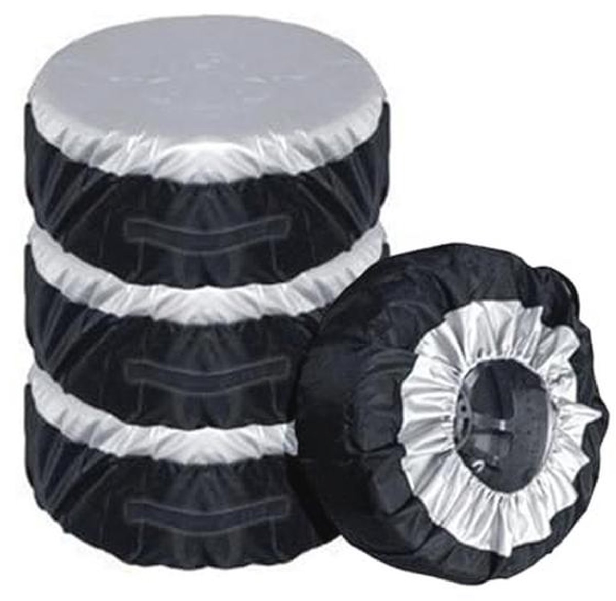 Bandenhoes voor 13-19 inch banden - 4 stuks, bescherming voor auto, reservewielen, opbergtas, polyester materiaal