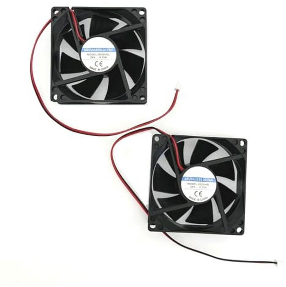 Kleine Stille Mini-Ventilator 80x80x25mm 2-polig DC 24V, 8025, Geschikt voor PC en 3D-printer