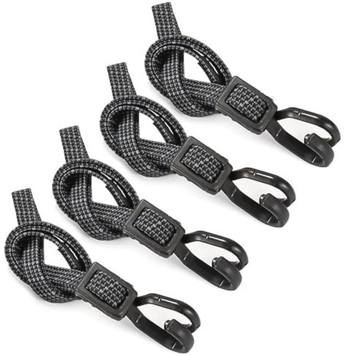 Spanrubber met haken - Set van 4 verstelbare spanbanden van 100 cm - Ideaal voor bagage, zonnezeil en fietsen