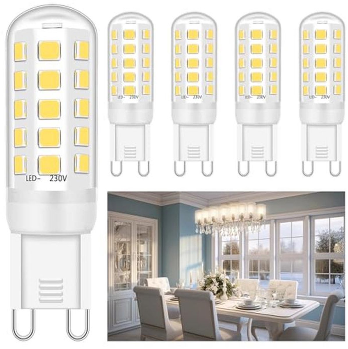 G9 Ledlampen 5W Natuurlijk Wit 4000K Halogeenvervanger Flikkervrij - 5 Stuks