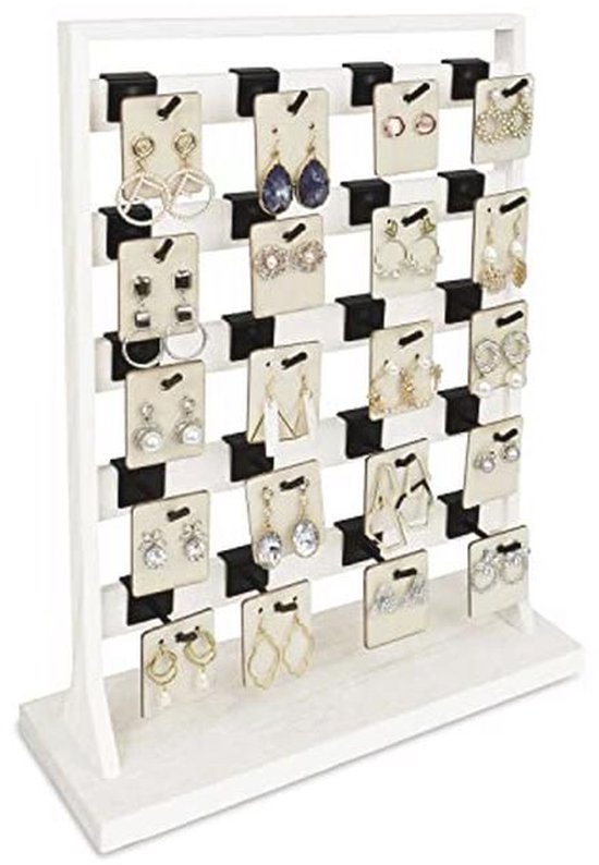 Houten sieraden display rek met haken - Oorbellen, kettingen ...