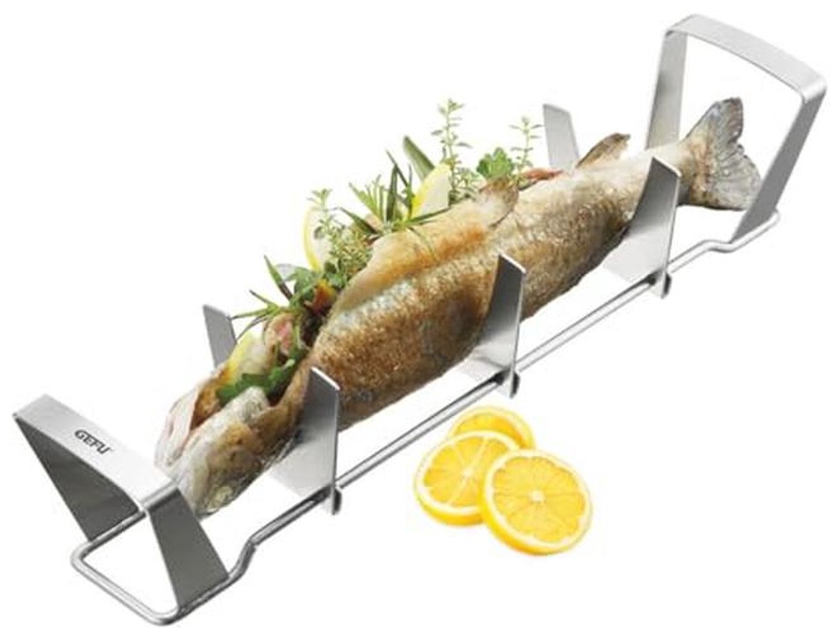 Visrek BBQ Grillaccessoire voor Perfecte Gegrilde Vis - Roestvrij Staal, 36 cm