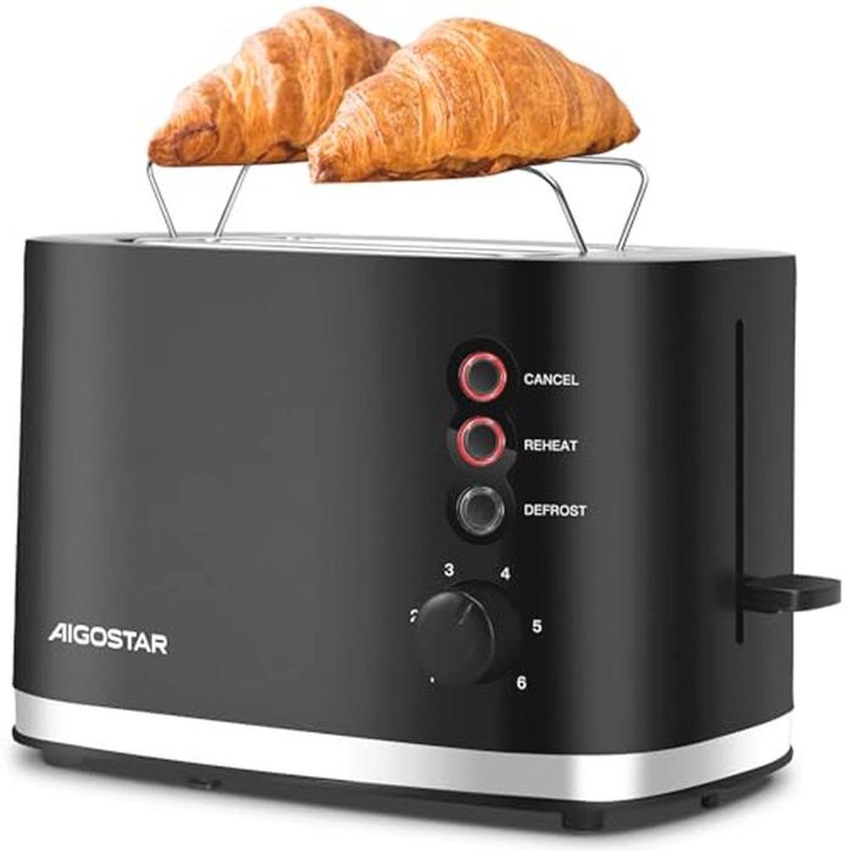 2-Slice Toaster with Integrated Warming Rack and Extra Wide Slots - 6 Browning Levels