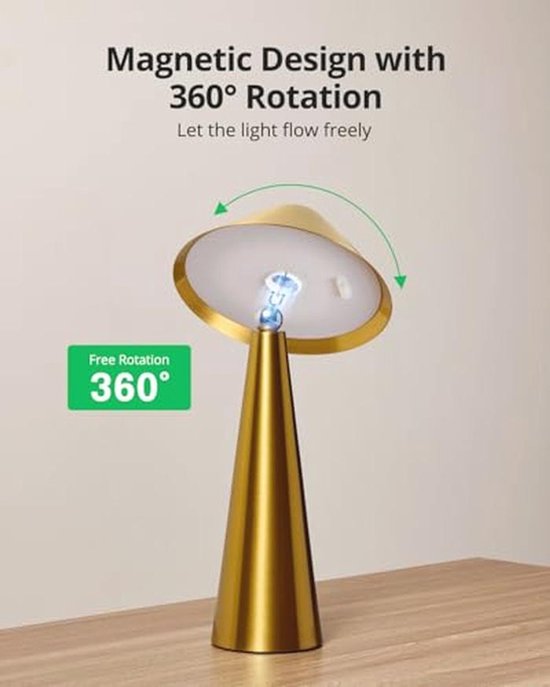 Draadloze LED Nachtlampjes Gouden Kleur - 2 Stuks, Oplaadbaar, Magnetisch, Draagbaar, IP54 — afbeelding 3