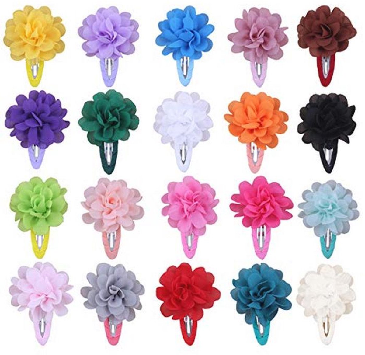 Veelkleurige bloem haarclips - 20 stuks haaraccessoires voor meisjes en vrouwen