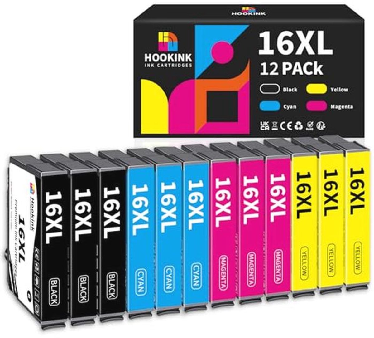 12-pack 16XL cartridge multipack voor gebruik in printers