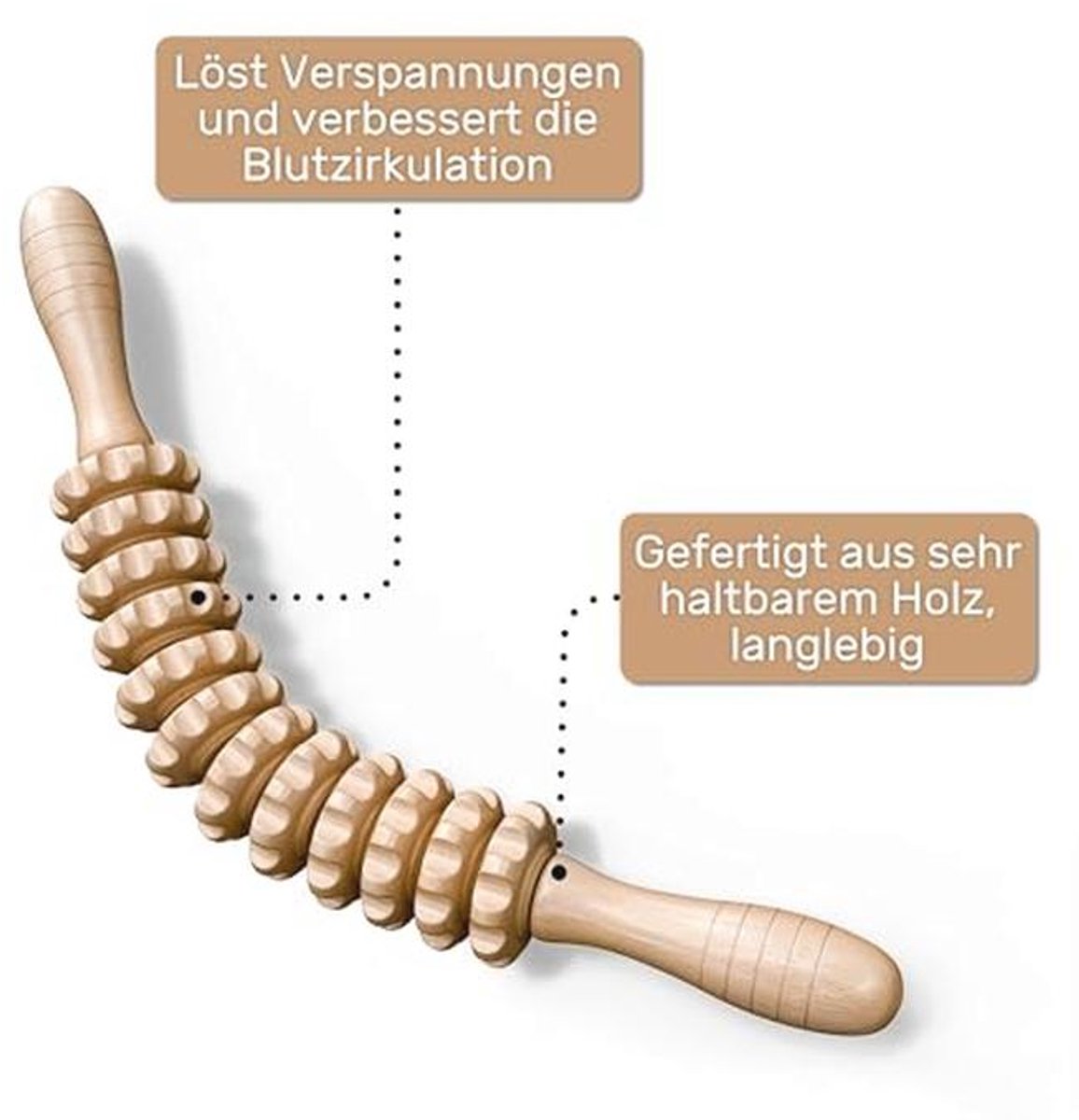Massageroller Set van Hout - 3-delige Anti-Cellulitis en Fascia Massageapparaat voor Rug, Benen en Nek
