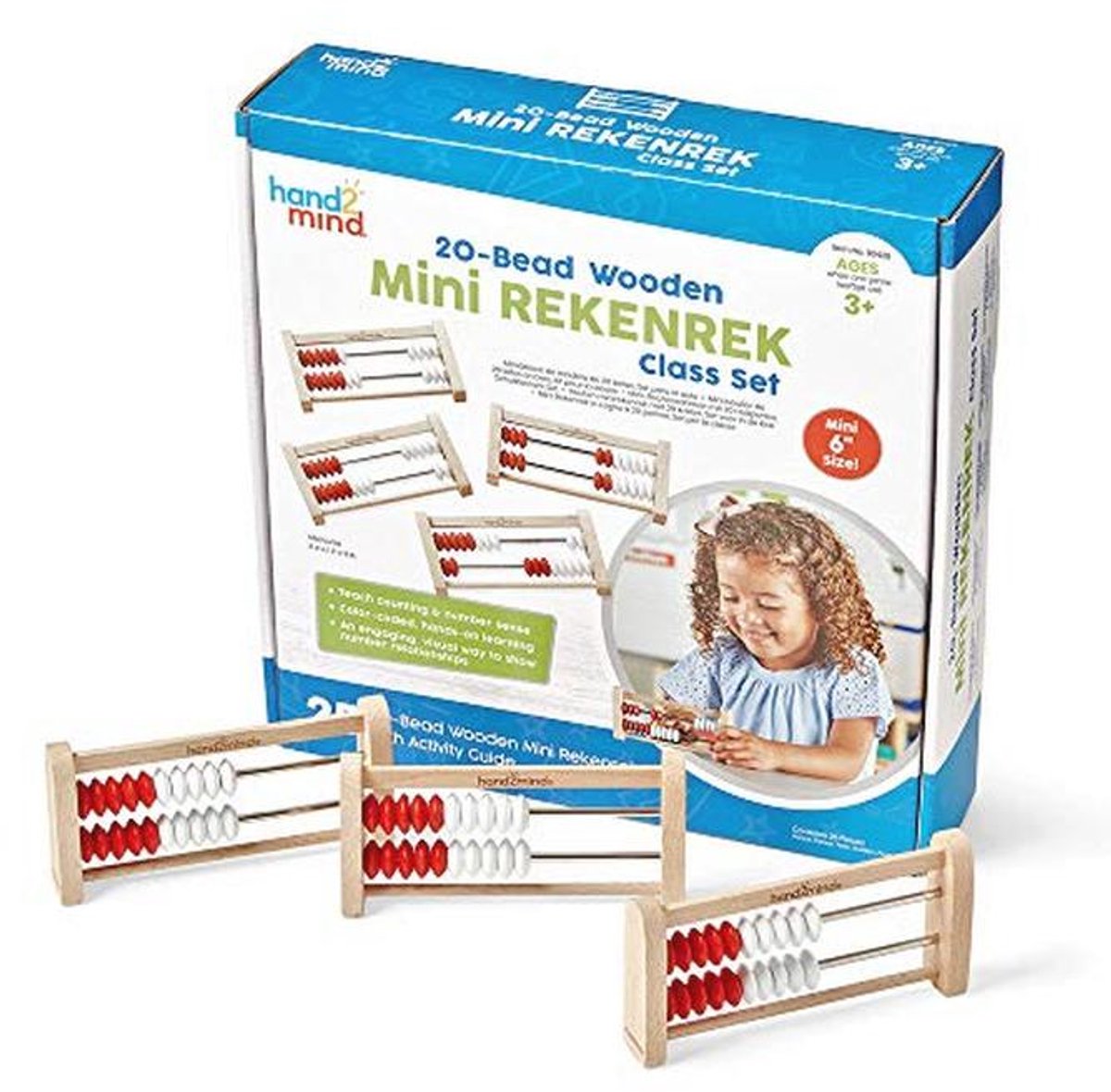Mini Rekenrek met 20 Houten Kralen - Leer Cijferwaarden Spelen met Wiskunde