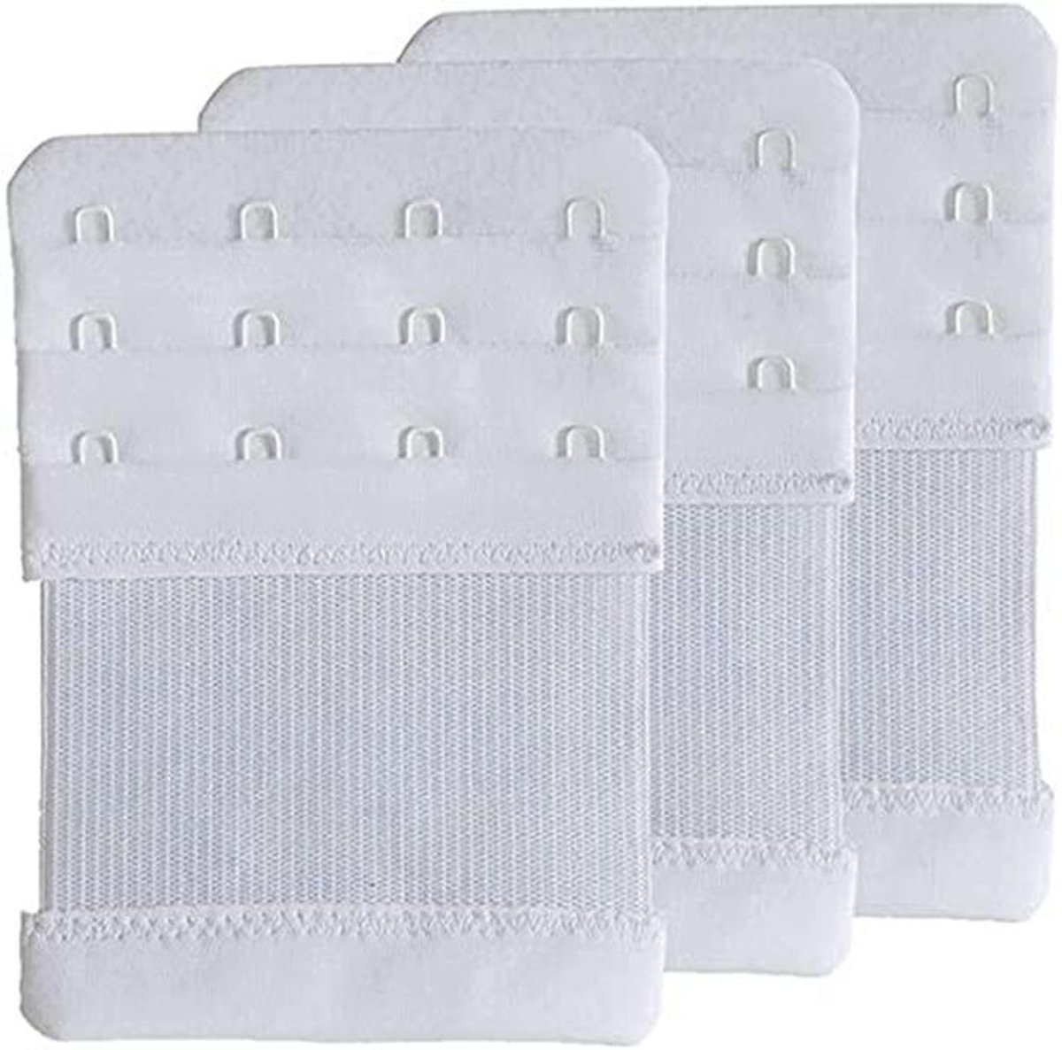 Elastische BH-extenders voor dames - Rekbaar, 2 t/m 6 haken, Wit