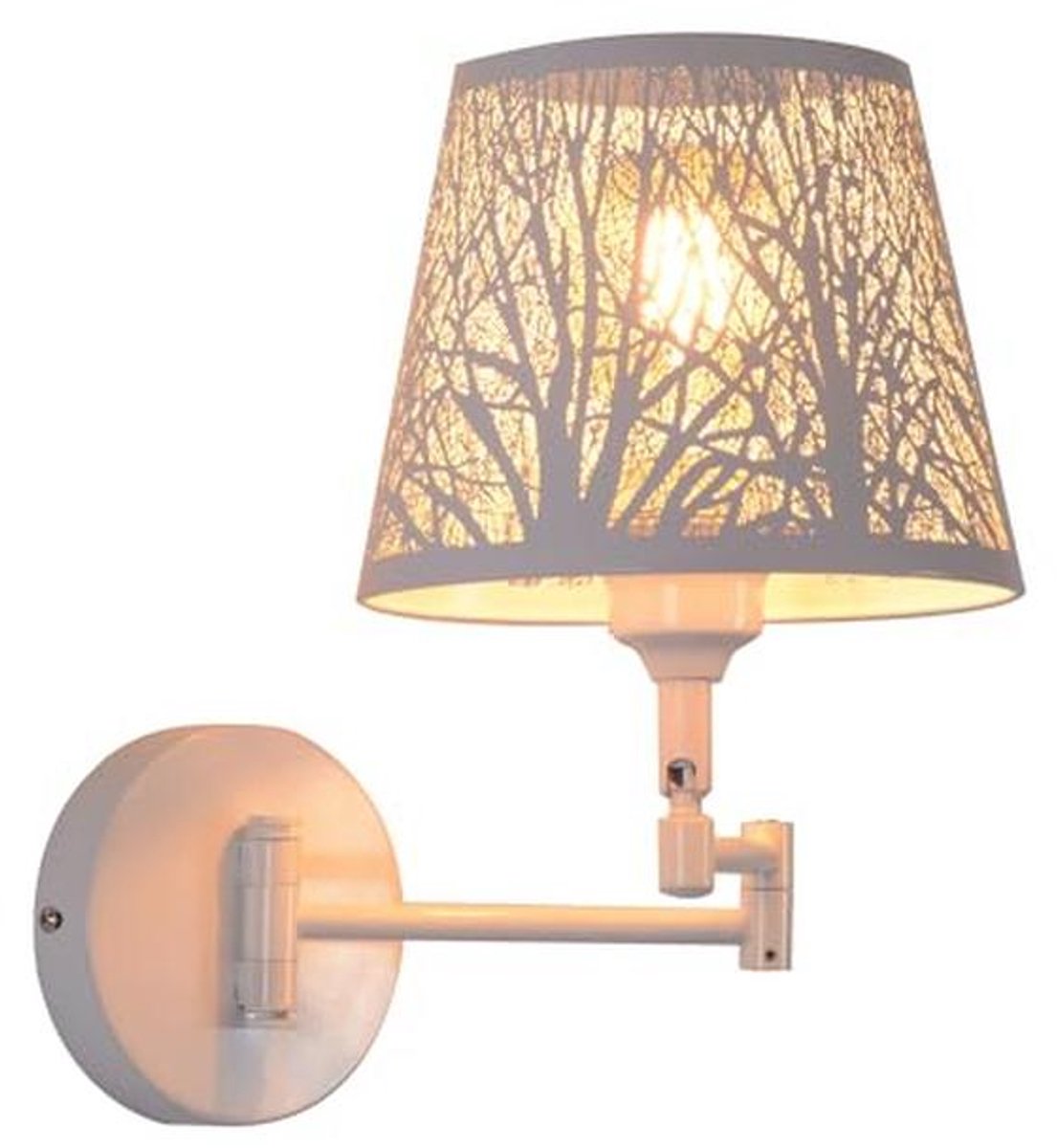 Nachtkastje Lamp E27 Zwenkarm Wandlamp Industrieel Wit Metaal