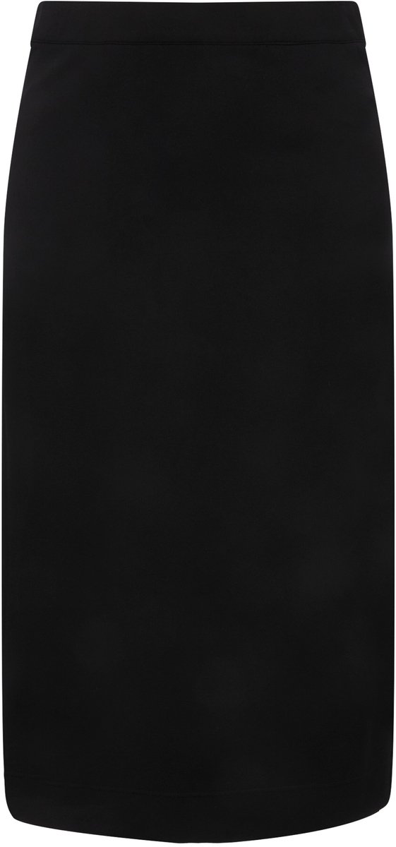 Ulla Popken - Dames - Midi-rok gebreide rok zoomsplit elastische band - Zwart - Maat 54+