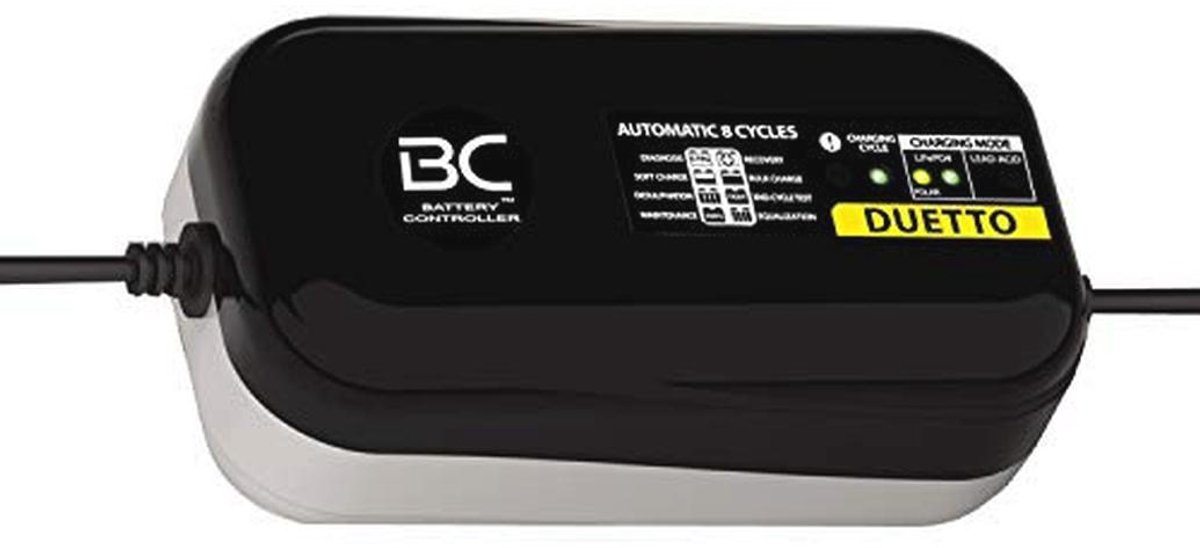 Automatische acculader 12V 1,5A voor loodzuur en lithiumbatterijen