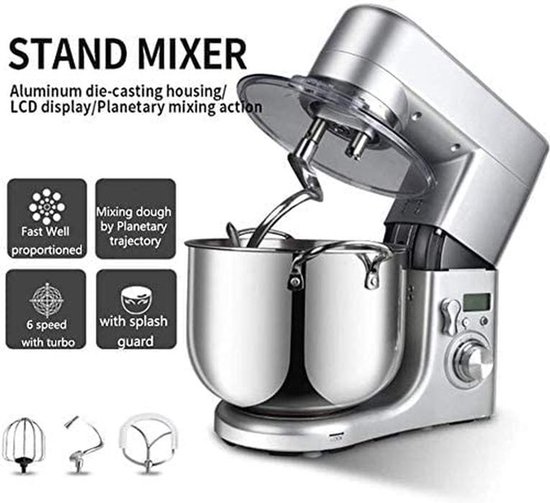 10 Litres 6 Speed Impulse Control LED Display K Scoop Dough Hook Hand Mixer + Baking Tray - MK-6043 — afbeelding 5