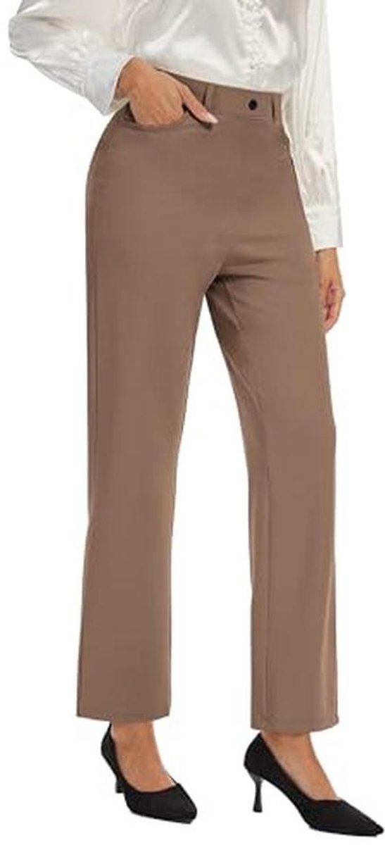 Elegante Palazzo Broeken voor Dames - Hoge Taille, Rechte Broek met Zakken en Wijde Pijpen, Perfect voor Lounge