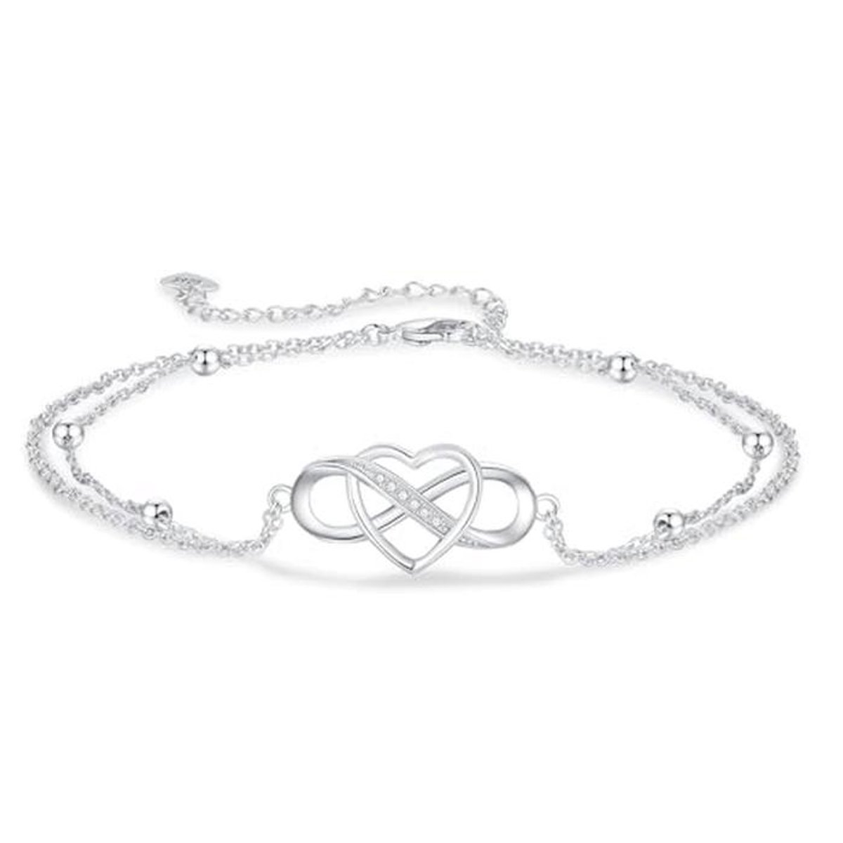 Vrouwen Enkelbandje van 925 Sterling Zilver met Oneindigheidssymbool - Verstelbaar Voetsieraad