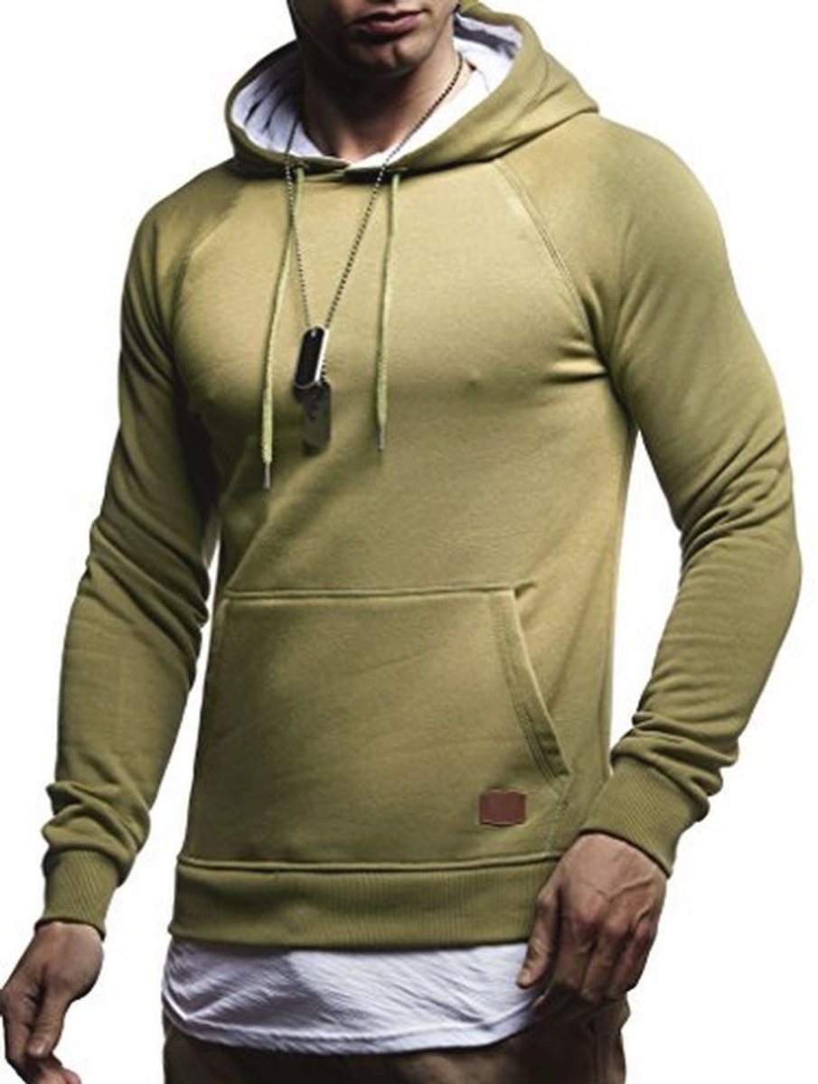 Leif Nelson LN8125 Heren Slim Fit Hooded Pullover Katoen Rijk Modern Wit Heren Hoodie Sweatshirt Pullover Lange Mouw Heren Zwart Pullover Shirt met capuchon, Indigo Melange