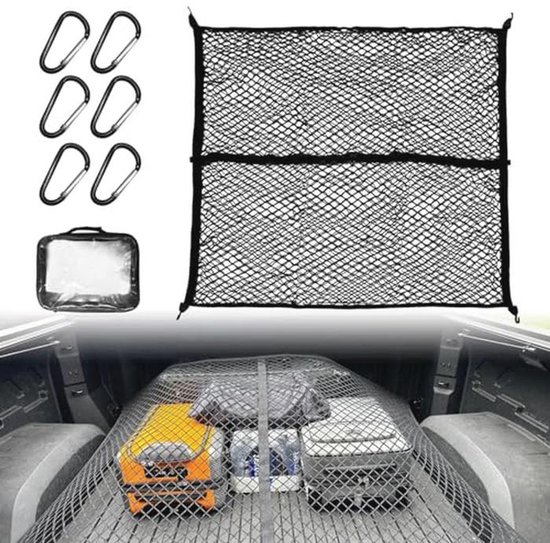 Zeer elastisch bagagenet, 120 x 120 cm, rekbaar tot 210 x 210 cm