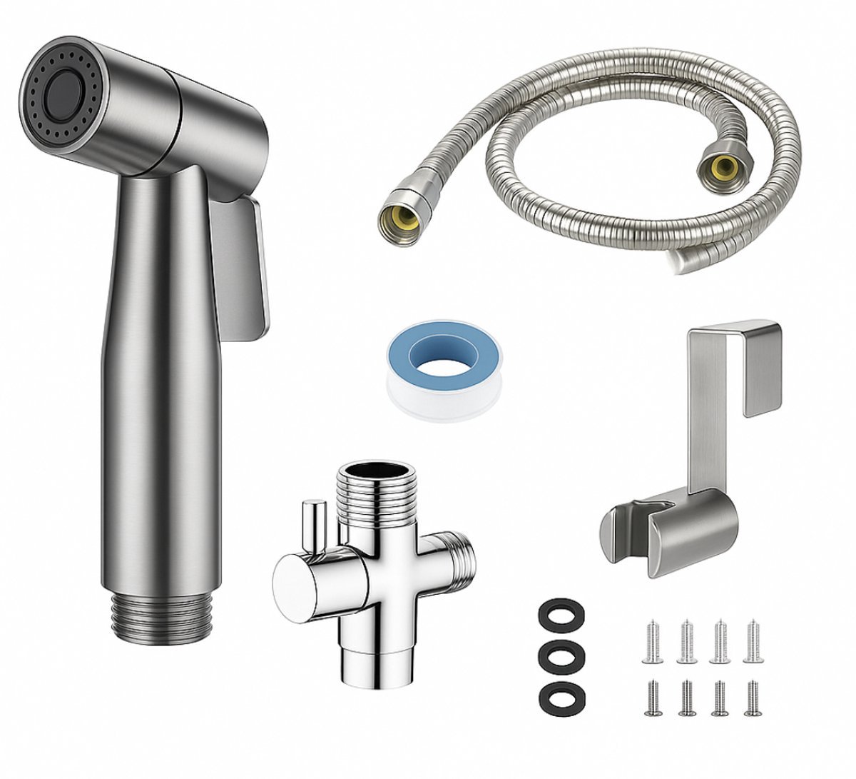 Nifkos - Handheld Bidet handdouche set - Bidet Shattaf - Bidet Sproeier - Inbouw voor Bidet WC Messing - Shataf set - Shatafa - Shattafa