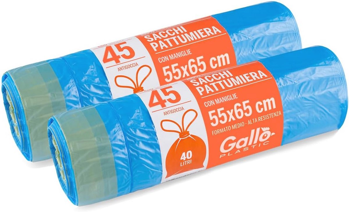 Vuilniszakken met Handgrepen - 90 Stuks - 40 Liter - 55 x 65 cm - Blauw