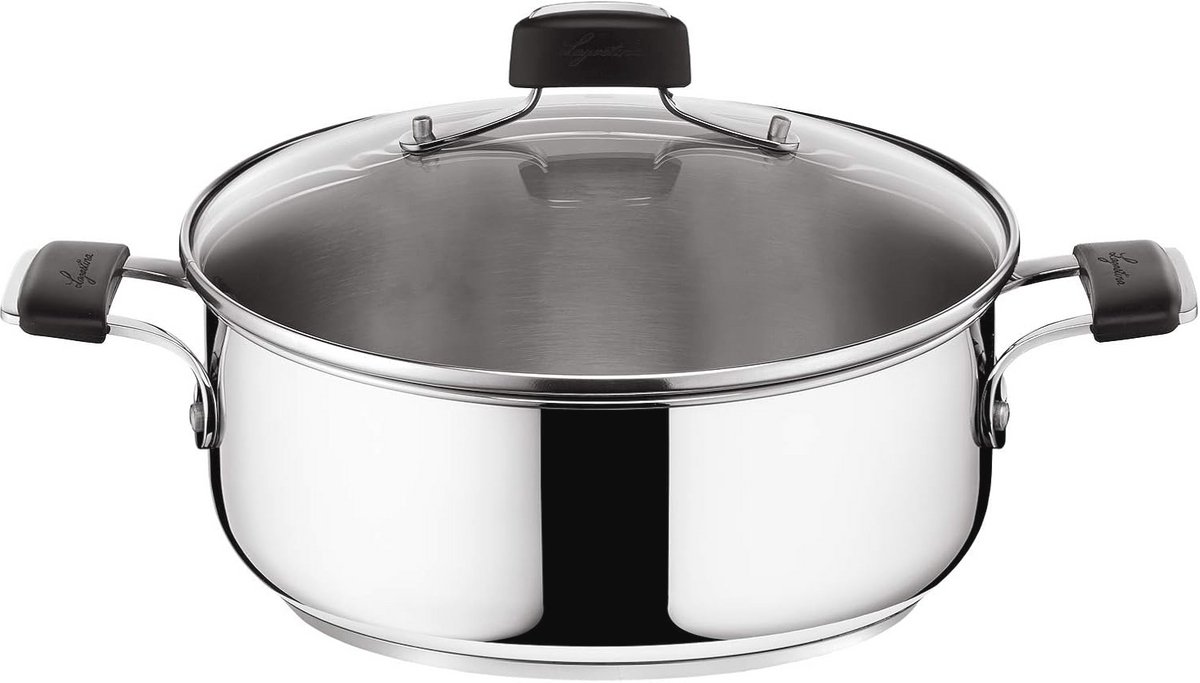Tempra serveerpan met deksel 26 cm - 4 l, geschikt voor inductie