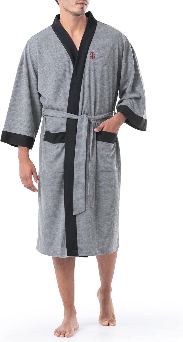 Wafel Gebreide Kimono Gewaad Heren Badjas
