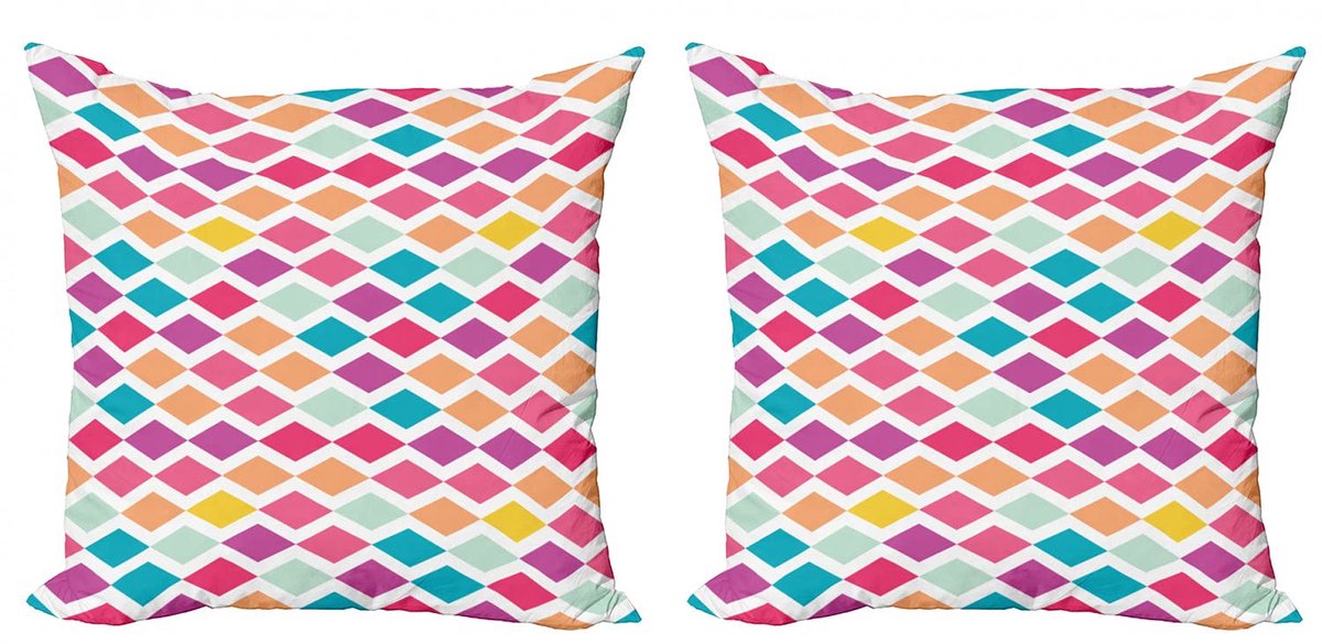 ABAKUHAUS Kussenhoes Set 2x – Rhombus Mosaïek, Dubbelzijdig, Digitaal, 50x50 cm Rosa Lila