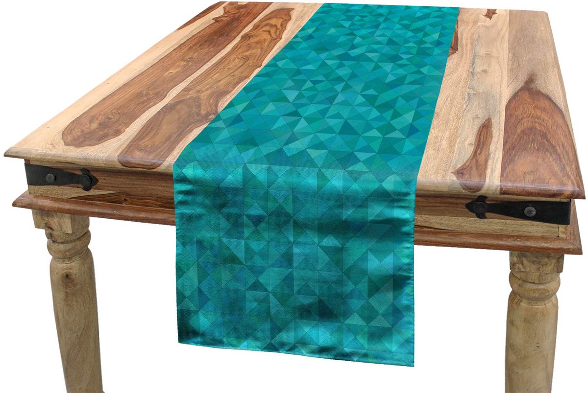 ABAKUHAUS – Teal tafel-loper – Geometrisch, 40×180 cm – turkoois/aqua