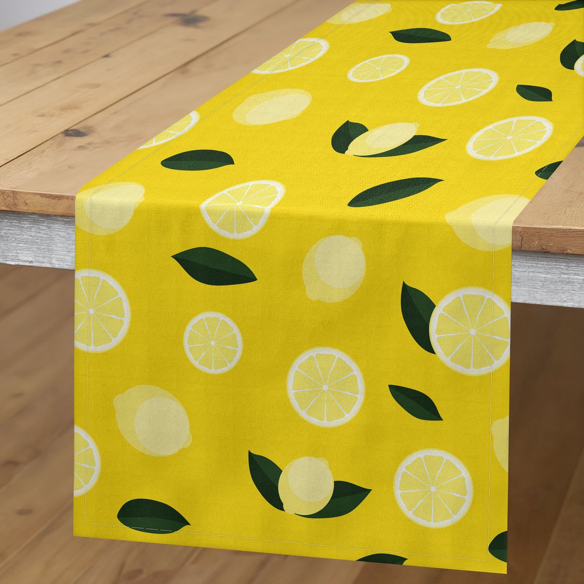 ABAKUHAUS Citroen-tafelrunner – 40 x 180 cm – geel–smaragdgroen