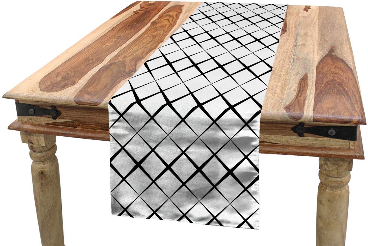 ABAKUHAUS tafelloper – 40x225 cm – donkergrijs/zwart – polyester