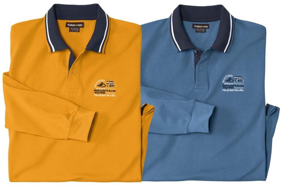ATLAS FOR MEN - Set van 2 polo’s van piquéstof Mountain - Heren - Verkrijgbaar in grote maten - XL