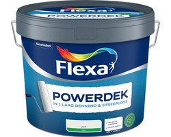 Flexa - Powerdek Muren & Plafonds - Wit - 10 Liter - 100m2 - In 1 laag dekkend & streeploos resultaat - Sneldrogend - Geproduceerd met (hernieuwbare) biobased grondstoffen