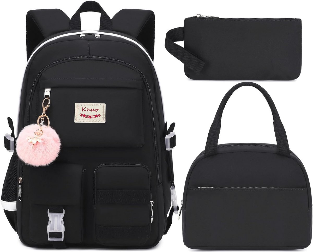 Tiener schoolrugzakset voor meisjes - 3-delige set met rugzak, lunchtas en etui