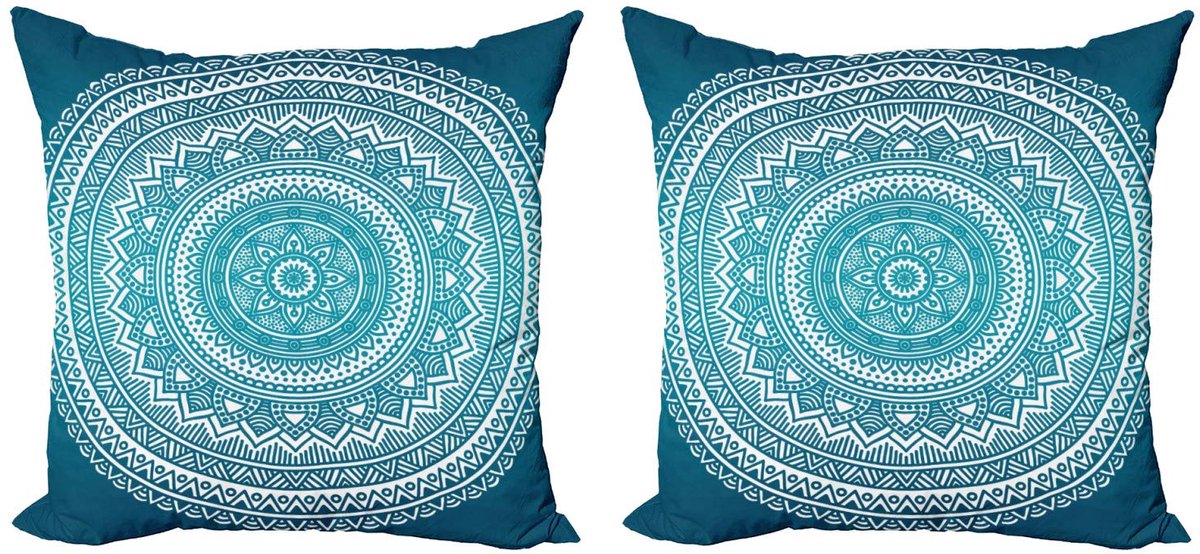 ABAKUHAUS Turquoise Ombre Kussenhoezen – 2x50x50 cm – Dubbelzijdig bedrukt – Rits dunkle Türkis