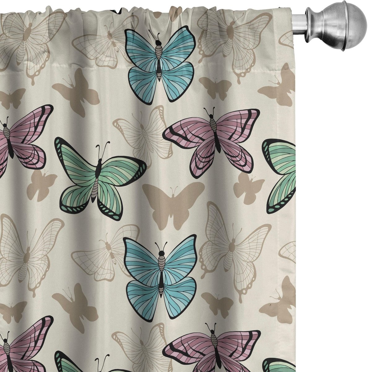 ABAKUHAUS Veelkleurige gordijnen 2x75x175 cm – microvezel – halfdonkerend Eischale Multicolor