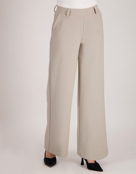 Je m'appelle Travelstof Dames Broek Wide leg fit Met stretch - Beige - Maat M