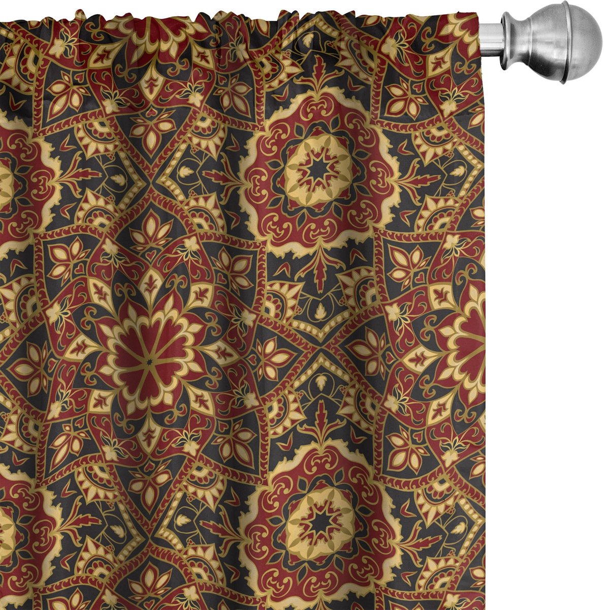 ABAKUHAUS Microvezelgordijnen – Turks patroon, 2x75x225 cm Ruby