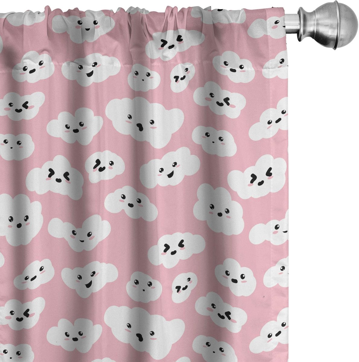 ABAKUHAUS Wolke gordijnen – 2-delige set 75 x 225 cm – microvezel – lichtroze/koksgrijs