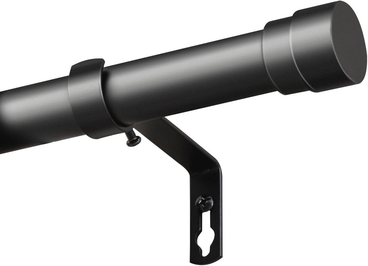 Uittrekbare Gordijnstang 76-230 cm - Zwart, Geschikt voor Lichte en Zware Gordijnen
