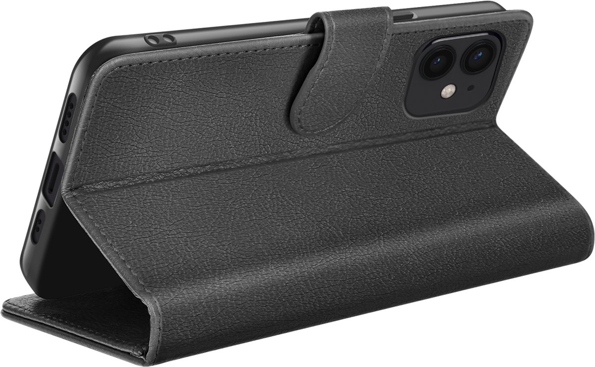 Zanae, Hoesje geschikt voor iPhone 12 mini - Wallet Case & Magneetsluiting, Zwart