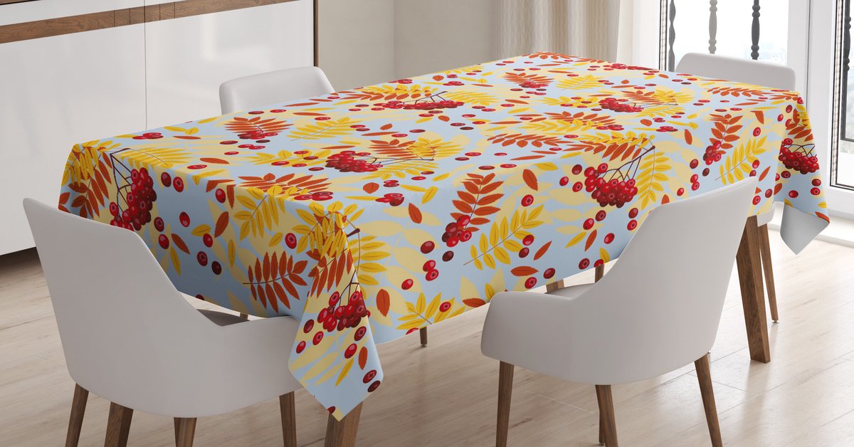ABAKUHAUS Rode kornoelje tafellaken – satijn 140x170 cm – babyblauw