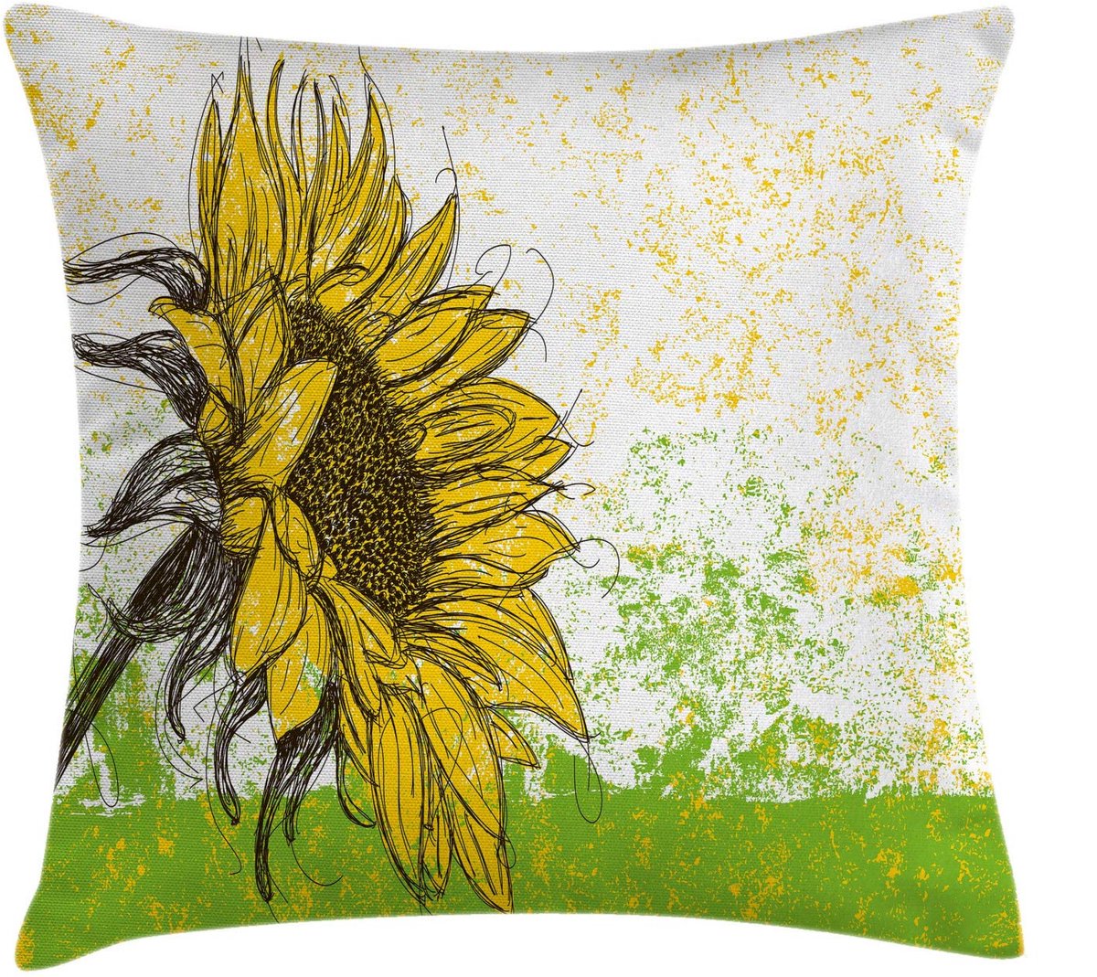 ABAKUHAUS Kussenhoes – Bloemen Zonnebloem – Dubbelzijdig bedrukt – 40x40 cm Limettengrün