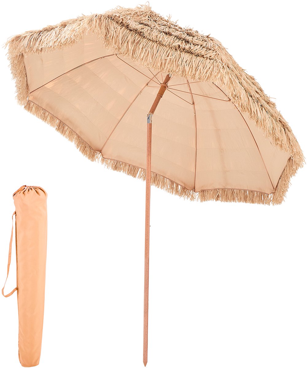 VEVOR Tiki-Parasol, 2,4 M Rieten Terrasparasol met Kantelfunctie, Hawaiiaanse Strandparasol met Duurzaam Pp-Riet En 8 Metalen Baleinen, Grasparasols voor Strand, Terras, Zwembad, Achtertuin En Tuin thumbnail 2