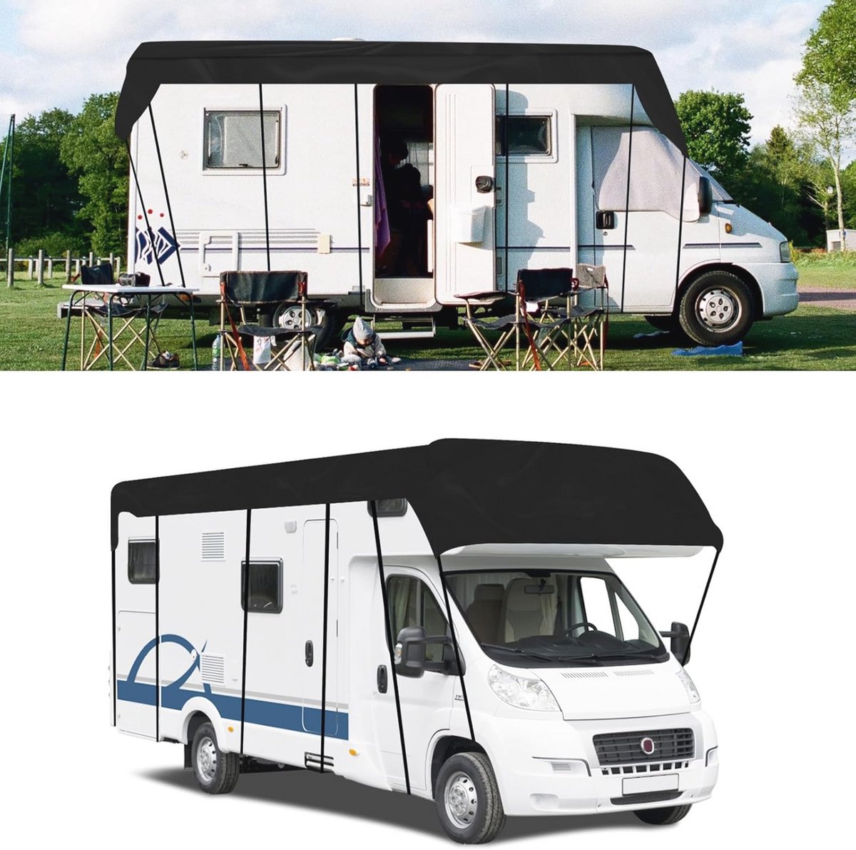 Waterdicht beschermdak voor caravans en campers - 210D, 8.5 x 3 m met UV-bescherming