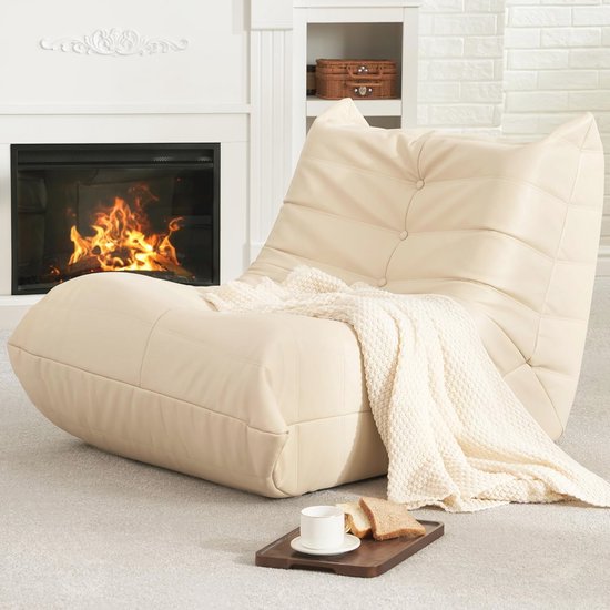 Giant Adult Memory Foam Bean Bag - Faux Leather Lounger for Living Room, Bedroom, Office - Comfortable & Ergonomic
